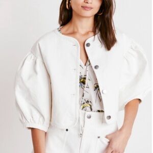 Tanya Taylor Samantha Cropped Jacket NWT White Size L – Chic Summer Staple 🤍